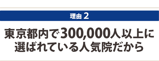 東京都内で300,000人以上に 選ばれている人気院だから